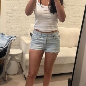 Levis Light Blue Denim Shorts